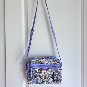 Vera Bradley Maddalena Paisley Purple Floral Trimmed Crossbody Bag